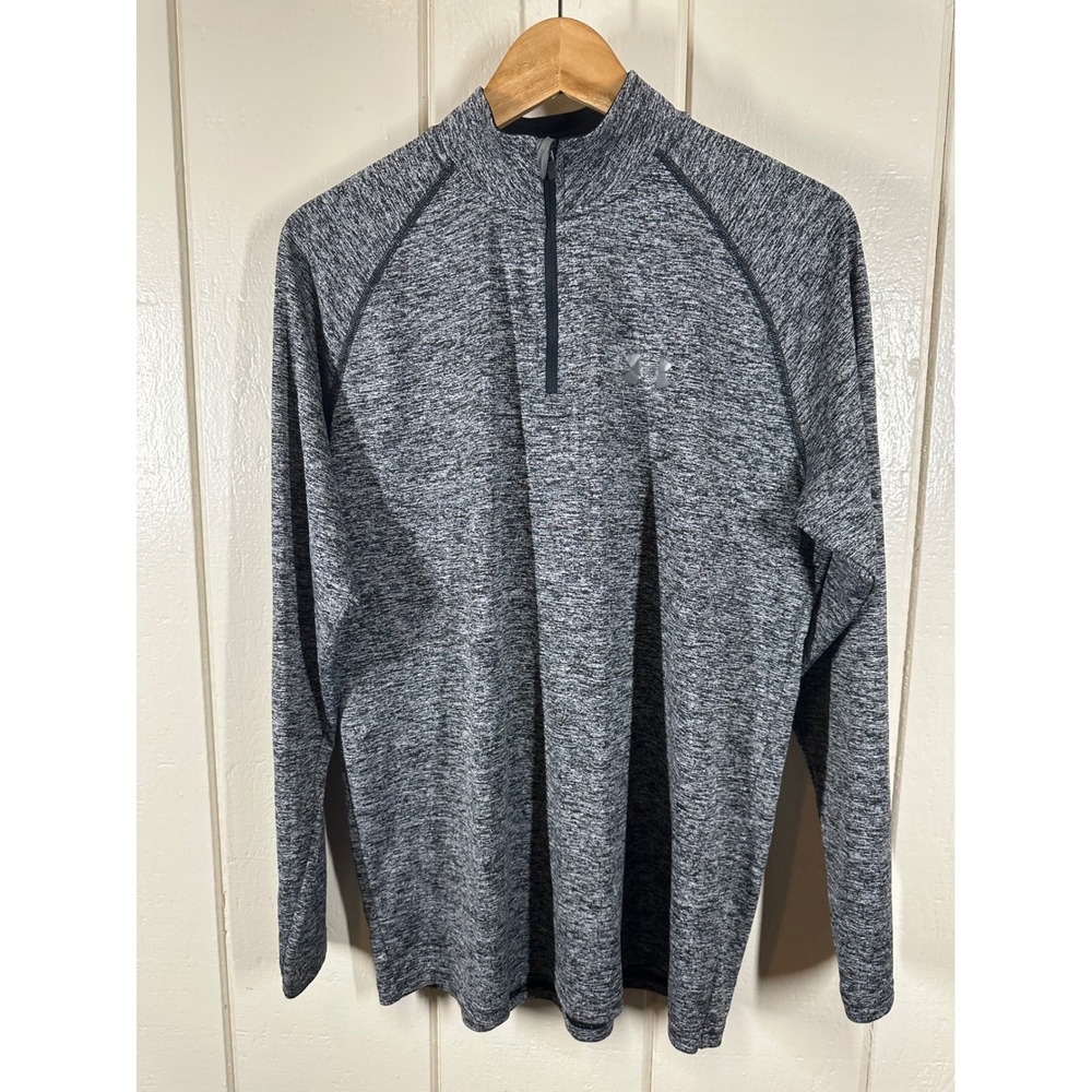 Under Armour Pullover Womens L Gray Tech 1/4 Zip HeatGear Space Dye Activewear